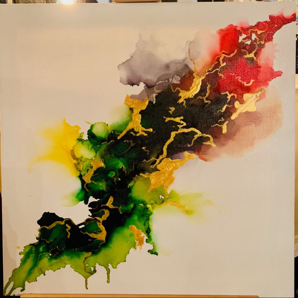 “Storm” 
Alcohol ink and Acrylic paint on Canvas